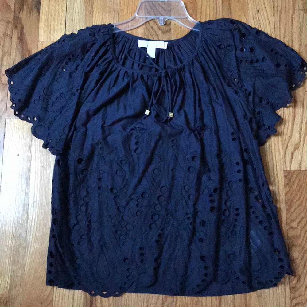 Michael Kors top bohemian in eyelet navy XSP